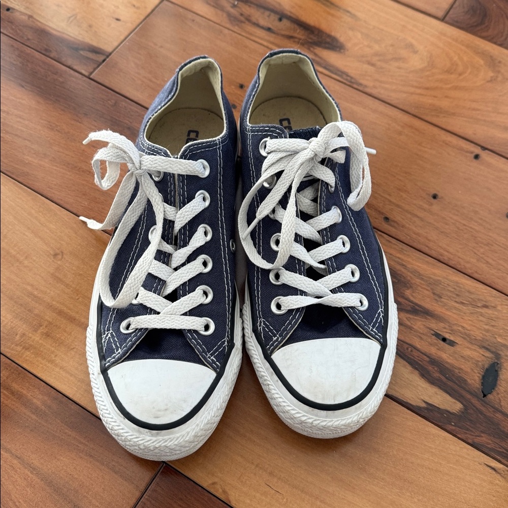 Converse Navy Blue Canvas Sneakers with White Laces